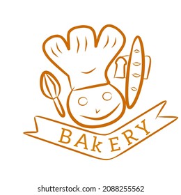 Imagen de una persona con utensilios de pan y cocina que pueden utilizarse como logotipo o símbolo
