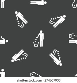 Image of person throwing garbage into litter bin repeated on grey background