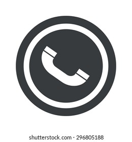 Image of phone receiver in circle, on black circle, isolated on white