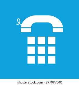 Image of phone receiver with keypad, isolated on blue background