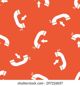 Image of phone receiver and left arrow, repeated on orange background