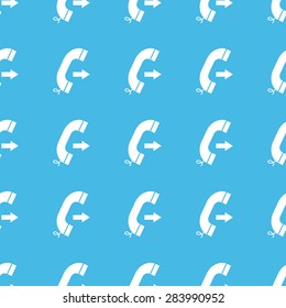 Image of phone receiver with right arrow, repeated in straight lines on blue background
