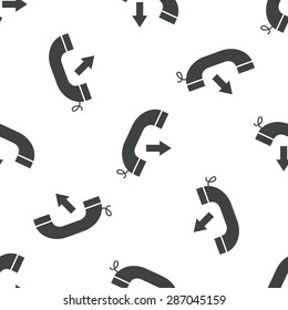 Image of phone receiver and right arrow, repeated on white background