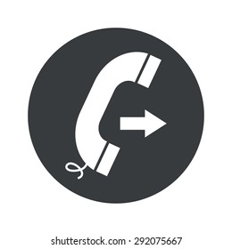 Image of phone receiver with right arrow in black circle, isolated on white