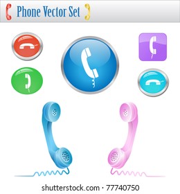 Image of a phone vector set isolated on a white background.