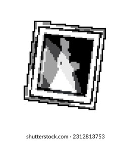 image photo frame game pixel art retro vector. bit image photo frame. old vintage illustration