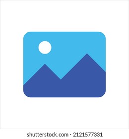 Bildfoto-Symbol, Vektorgrafik-Illustration auf Blau