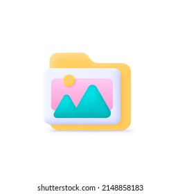 Image, photo, jpg file. 3d folder 3d for web background design. Realistic 3d symbol design. Vector realistic illustration