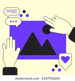 Image, photo, jpg file. Picture Gallery folder icon in rounded square style for media and technology computer. Vector illustration