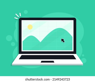 Foto de la imagen en pantalla del portátil. ilustración vectorial