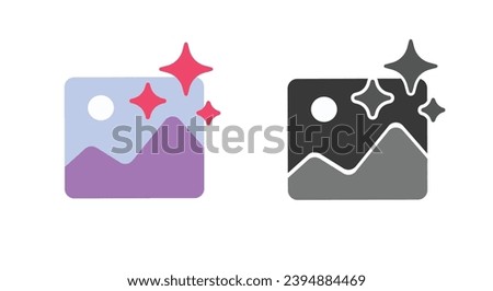 Image photo pic enhance icon vector simple, thumbnail visual filter effect quality improve refine symbol pictogram, picture digital revamp edit, graphic file design boost automation generation clipart