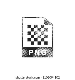 Image picture file format icon in halftone style. Black and white monochrome vector illustration.