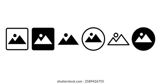 image picture photo media symbol icon vector design black white color flat illustration sets 