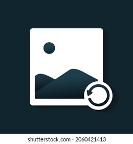 Imagen de imagen con icono de repetición, recuperación, actualización. Vector de ilustración