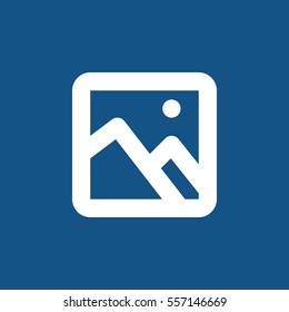 Image, picture thick line icon, outline vector sign, linear simple white pictogram isolated on blue. Symbol, logo illustration