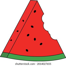An image of a piece of watermelon that was bitten