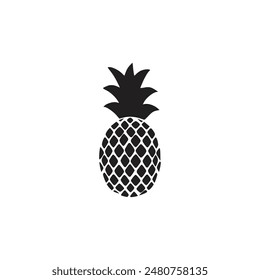 Image of pineapple fruit Vector black and white illustration