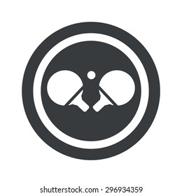 Image of ping pong rackets in circle, on black circle, isolated on white