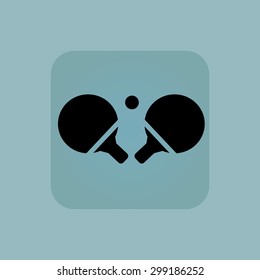 Image of ping pong rackets in square, on pale blue background