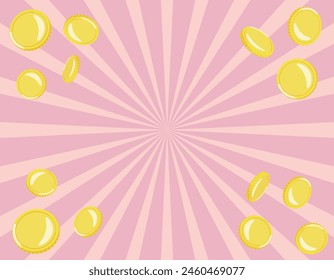 Image of pink concentrated lines and coins popping