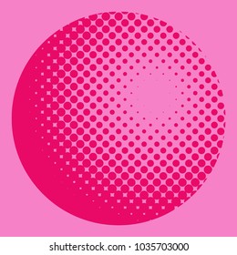 An image of a Pink Radial Globe Halftone Pattern Background.