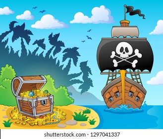 Image with pirate vessel theme 3 - eps10 vector illustration.