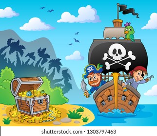 Image with pirate vessel theme 6 - eps10 vector illustration.