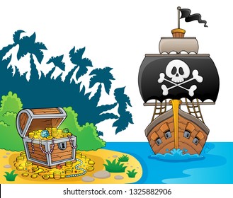 Image with pirate vessel theme 7 - eps10 vector illustration.