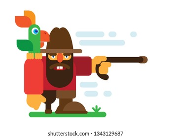 Image of pirates with a parrot and shoulder