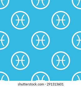 Image of Pisces zodiac symbol in circle, repeated on blue background
