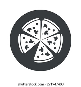Image of pizza in black circle, isolated on white