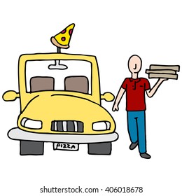Imagen de un controlador de entrega de pizza.