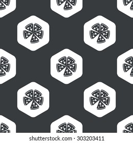 Image of pizza in hexagon, repeated on black