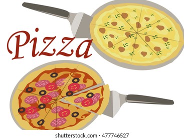 The image of pizza with inscription