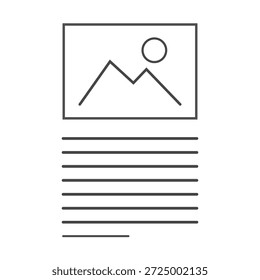 Icono de marcador de posición de Imagen con líneas de texto – Esquema de diseño de Galería fotográfica