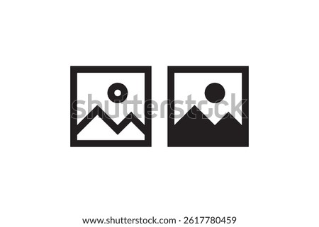 Image placeholder icons in outline and solid Vector