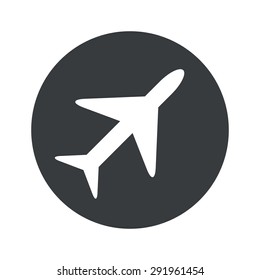 Image of plane in black circle, isolated on white