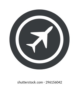 Image of plane in circle, on black circle, isolated on white