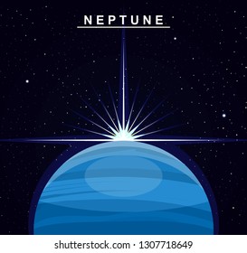 Image of the planet Neptune. The eighth planet of the solar system. Science and education. Flat style. Cartoon.