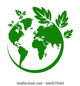 Image of a planet with tree leaves. We will save our nature. Vector illustration of EPS 10.