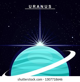 Image of the planet Uranus. The seventh planet of the solar system. Science and education. Flat style. Cartoon.