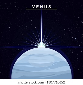 Image of the planet Venus. The second planet of the solar system. Science and education. Flat style. Cartoon.