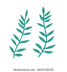Image of plants on a white background. Cartoon label and sign. Flat vector illustration.
