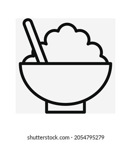 An image of a plate of food. Food. Cooking. Flat, black, linear. Close-up. Vector.