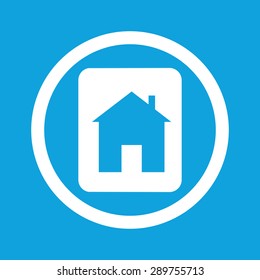 Image of plate with house image in circle, isolated on blue
