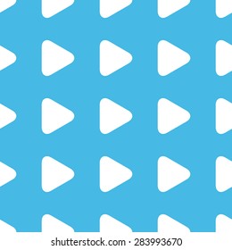 Image of play button, repeated in straight lines on blue background