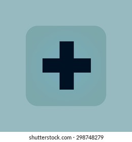 Image of plus symbol in square, on pale blue background
