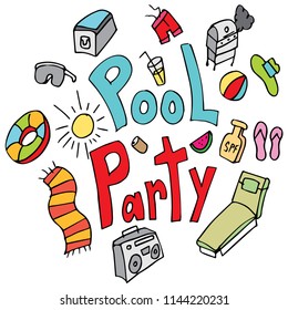 Imagen de un conjunto de dibujos hechos a mano por Pool Party.