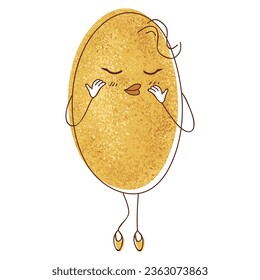 An image portraying a bashful potato character exuding shyness and timidity. This introverted vegetable adds a unique charm to food-related projects, embodying the endearing qualities of modesty