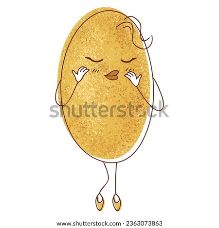 An image portraying a bashful potato character exuding shyness and timidity. This introverted vegetable adds a unique charm to food-related projects, embodying the endearing qualities of modesty